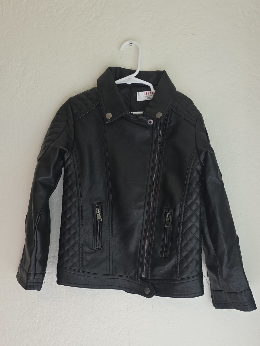 Kids' Black Faux Leather Moto Jacket